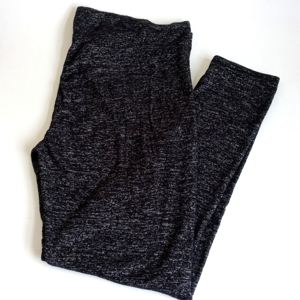 Warm Essentials Women’s Black Gray Marled Soft Lounge Thermal Pants L